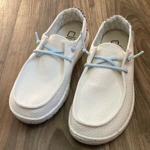 Ladies Hey Dude Shoes - white slip ons